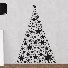 Vinilo árbol Navidad estrellas